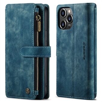 CASEME C30-serie Scratch Ondersteunend Stand Ritsvak Schokbestendig PU-leer TPU Wallet Cover Flip Case Telefoonhoes voor iPhone 13 Pro Max 6,7 inch