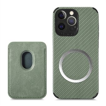 Verwijderbare ontwerp telefoonhoes van koolstofvezel magnetische absorptie kaarthouder Lederen en TPU telefoonhoes voor iPhone 13 Pro Max 6,7 inch