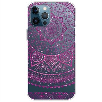 Gradient Pattern Design TPU Case with Transparent Based Lace Pattern Printing Non-Deforming Phone Cover for iPhone 13 Pro Max 6.7 inch