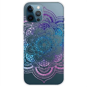 Gradient Pattern Design TPU Case with Transparent Based Lace Pattern Printing Non-Deforming Phone Cover for iPhone 13 Pro Max 6.7 inch