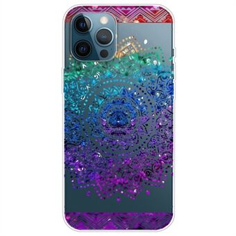 Gradient Pattern Design TPU Case with Transparent Based Lace Pattern Printing Non-Deforming Phone Cover for iPhone 13 Pro Max 6.7 inch