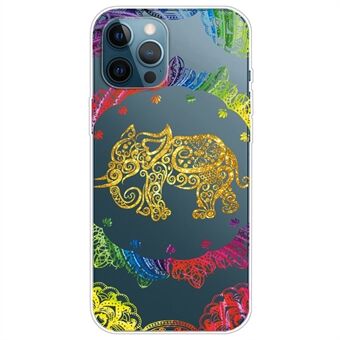 Gradient Pattern Design TPU Case with Transparent Based Lace Pattern Printing Non-Deforming Phone Cover for iPhone 13 Pro Max 6.7 inch