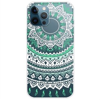 Gradient Pattern Design TPU Case with Transparent Based Lace Pattern Printing Non-Deforming Phone Cover for iPhone 13 Pro Max 6.7 inch