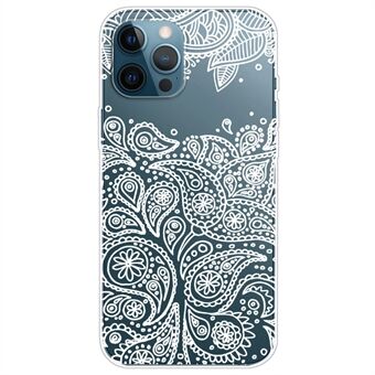 Gradient Pattern Design TPU Case with Transparent Based Lace Pattern Printing Non-Deforming Phone Cover for iPhone 13 Pro Max 6.7 inch