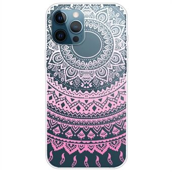 Gradient Pattern Design TPU Case with Transparent Based Lace Pattern Printing Non-Deforming Phone Cover for iPhone 13 Pro Max 6.7 inch