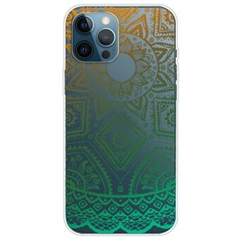 Gradient Pattern Design TPU Case with Transparent Based Lace Pattern Printing Non-Deforming Phone Cover for iPhone 13 Pro Max 6.7 inch