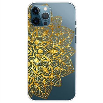 Gradient Pattern Design TPU Case with Transparent Based Lace Pattern Printing Non-Deforming Phone Cover for iPhone 13 Pro Max 6.7 inch
