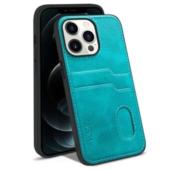 KSQ 002 Series for iPhone 13 Pro Max 6.7 inch Anti-scratch Card Slots Phone Case PU Leather Coated PC+TPU Hybrid Cover