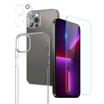 NORTHJO Voor iPhone 13 Pro Max 6.7 inch Soft TPU Phone Case met Gehard Glas Screen Protector en Back Camera Lens Cover