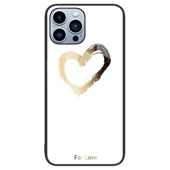 Voor iPhone 13 Pro Max 6.7 inch Patroon Afdrukken Gehard Glas Scratch Case Hard PC + Soft TPU Anti-val Telefoon Shell