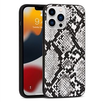 Voor iPhone 13 Pro Max 6.7 inch Snake Getextureerde PU-leer Gecoat Soft TPU + Hard PC Hybrid Phone Shell Terug Beschermhoes: