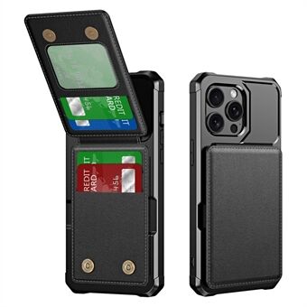 ZM11 Voor iPhone 13 Pro Max Hoesje met Verticale Kaartsleuven PU-Lederen Gecoate TPU Standaard Telefoonhoes