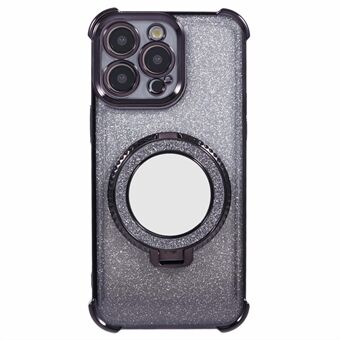 Voor iPhone 13 Pro Max hoesje Glitter Verloop Ring Kickstand TPU Telefoonhoesje met Spiegel