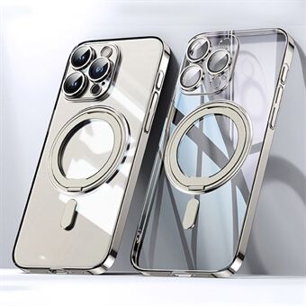 Voor iPhone 13 Pro Max Magnetisch Hoesje Ring Kickstand Lens Folie PC+TPU Telefoonhoesje