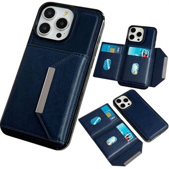 Voor iPhone 13 Pro Max Kickstand Hoesje Leer+TPU Telefoonhoesje Afneembare Kaartzak