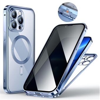 Voor iPhone 13 Pro Max Privacy Magnetische Hoes Gehard Glas+PC Telefoonhoes Dubbelzijdige Bescherming