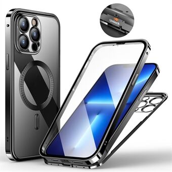 Voor iPhone 13 Pro Max Hoesje Gehard Glas + PC Magnetische Telefoonhoes Met Elektroplatering Afwerking