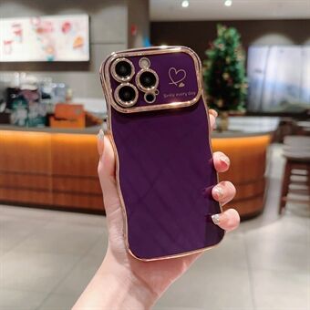 Voor iPhone 13 Pro Max Hoes Wave Frame met Liefdeshart Verhoogde Camera Bescherming TPU Hoes