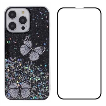 WANLONFENG AW Serie voor iPhone 13 Pro Max Hoesje met Screenprotector 2-in-1 TPU Telefoonhoesje Butterfly Trendy Aesthetic