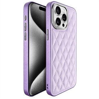 KST DESIGN Voor iPhone 13 Pro Max Hoes Leren Bekleed PC+TPU Telefoonhoes Stiksel Ruitjes, Matte Binnenkant