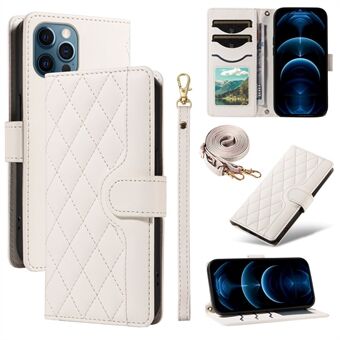 Voor iPhone 13 Pro Max Hoesje Ruitvormig Lederen Crossbody Portemonnee Telefoonhoesje