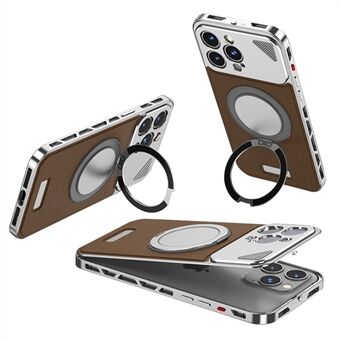 Voor iPhone 13 Pro Max Hoes Met Magnetische Sluiting Achterplaat + Metalen Frame Telefoonhoes met Kickstand