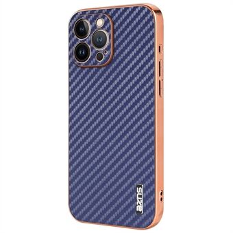 AZNS Voor iPhone 13 Pro Max Hoesje Elektroplating Koolstofvezel Textuur PU+TPU Telefoonhoesje