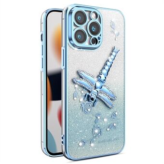 KADEM Voor iPhone 13 Pro Max Hoes Libelle Standaard TPU Bloemen Glitter Telefoonhoesje