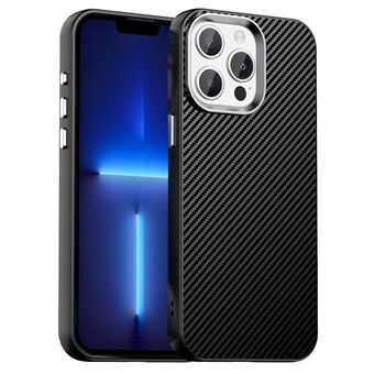 Voor iPhone 13 Pro Max Hoesje Mobiele Telefoon Hybrid Achterkant Cover Carbon Fiber Textuur - Zwart