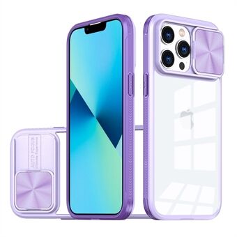 Voor iPhone 13 Pro Max 6.7 inch TPU + PC + Acryl + Metalen Beschermende Achterkant Camera Slider Deksel Ontwerp Anti-Drop Case