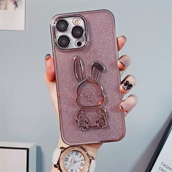 Voor iPhone 13 Pro Max 6,7 inch Glinsterend poeder Galvaniseren Telefoonhoes Funny Konijn Ontwerp Zacht TPU Schokbestendig Volledige cameralensbeschermingshoes