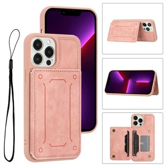 Back Shell voor iPhone 13 Pro Max 6,7 inch, schokabsorberend PU-leer gecoat TPU telefoonhoesje dubbele kaarthouder standaard magnetische hoes