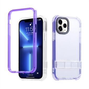 Voor iPhone 13 Pro Max 6,7 inch Hidden Kickstand Design Transparant Telefoonhoesje Anti-drop TPU + PC Hybrid Cover