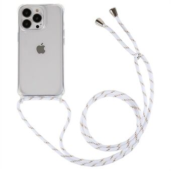 Voor iPhone 13 Pro Max 6,7 inch Clear Phone Case met Verstelbare Lanyard Bump Proof TPU + Acryl Back Cover