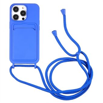 Vloeibare siliconen hoes voor iPhone 13 Pro Max 6,7 inch anti-drop beschermende telefoonhoes met kaartsleuf, riem