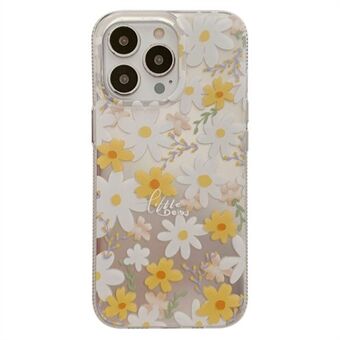 Voor iPhone 13 Pro Max 6,7 inch TPU-telefoonhoes Hot Stamping IMD Bloemenpatroon Afdrukken Achterkant