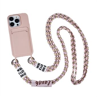 Anti-Drop Slim Case voor iPhone 13 Pro Max 6,7 inch Vloeibare siliconen telefoonhoes met kaartsleuf, riem