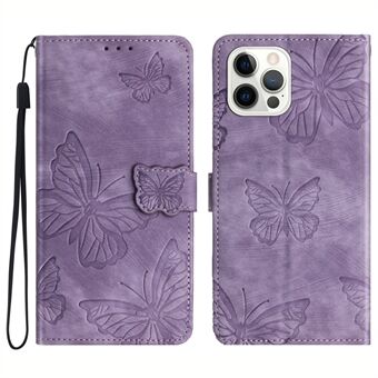 Skin-touch telefoonhoes voor iPhone 13 Pro Max 6,7 inch PU lederen Stand portemonnee vlinder bedrukt hoesje