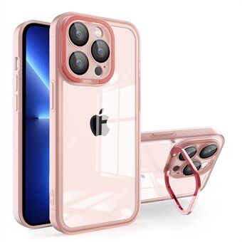 Voor iPhone 13 Pro Max Matte Clear Phone Case Acryl+PC+TPU Kickstand Cover met Glazen Lens Film