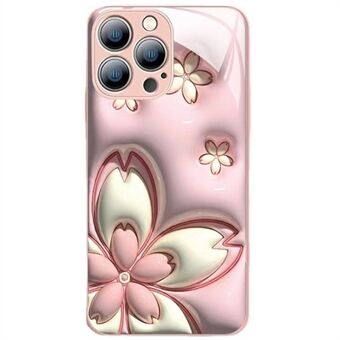 Telefoonhoesje voor iPhone 13 Pro Max 6,7 inch Kersenbloesempatroon TPU-bumper + achterklep van gehard glas