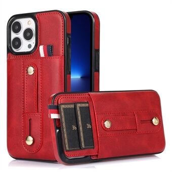 Scratch telefoonhoesje voor iPhone 13 Pro Max 6,7 inch, retro PU-leer gecoate TPU-kaartsleuven standaard cover