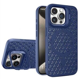 Voor iPhone 13 Pro Max Hoes Ademend Magnetisch TPU+PC Telefoonhoesje met Opvouwbare Lens Kickstand