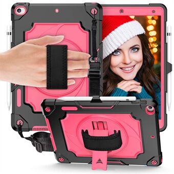 For iPad 10.2 (2021) 360 Degree  Swivel Kickstand Tablet Case PC + Silicone Anti-drop Protective Cover