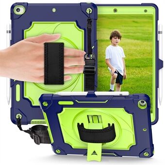 For iPad 10.2 (2021) 360 Degree  Swivel Kickstand Tablet Case PC + Silicone Anti-drop Protective Cover