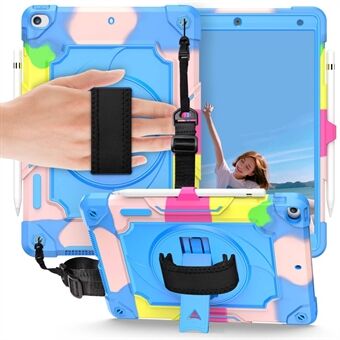 For iPad 10.2 (2021) 360 Degree  Swivel Kickstand Tablet Case PC + Silicone Anti-drop Protective Cover