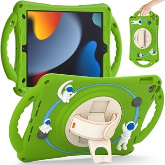 Voor iPad Pro 10,5-inch (2017) / iPad Air 10,5-inch (2019) / iPad 10.2 (2021) / (2020) / (2019) Kickstand Tablet Case PC+Silicone Astronaut Cute Hand Strap Cover