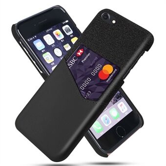 KSQ Kaart Houder Doek + PU Lederen Coating PC Achterkant Hoesje voor iPhone SE (2020)/SE (2022)/7/8 4,7 inch - Zwart