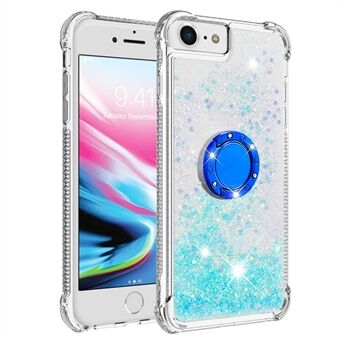 For iPhone SE (2022)/SE (2020)/6 4.7 inch/7 4.7 inch/8 4.7 inch YB Quicksand Series-7 Glitter Sequins Ring Kickstand TPU Phone Case Protective Cover