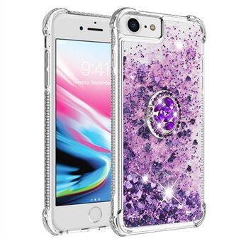 For iPhone SE (2022)/SE (2020)/6 4.7 inch/7 4.7 inch/8 4.7 inch YB Quicksand Series-7 Glitter Sequins Ring Kickstand TPU Phone Case Protective Cover