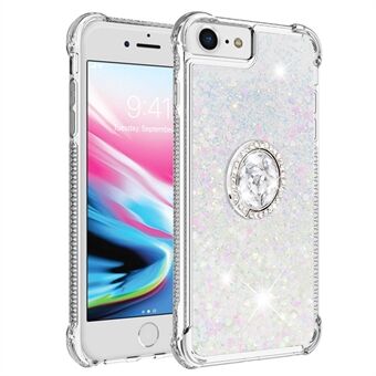 For iPhone SE (2022)/SE (2020)/6 4.7 inch/7 4.7 inch/8 4.7 inch YB Quicksand Series-7 Glitter Sequins Ring Kickstand TPU Phone Case Protective Cover